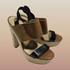 ⛰ LEVITY - wood + leather platform heels